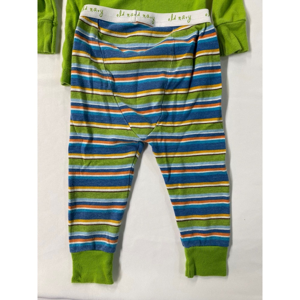 Old Navy Kids Pajama Set of 2 12-18M Baseball Star Handsome Red Green Striped - Picture 12 of 14